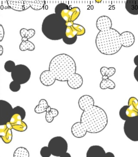 Bavlněná látka Minnie se žlutou mašlí
